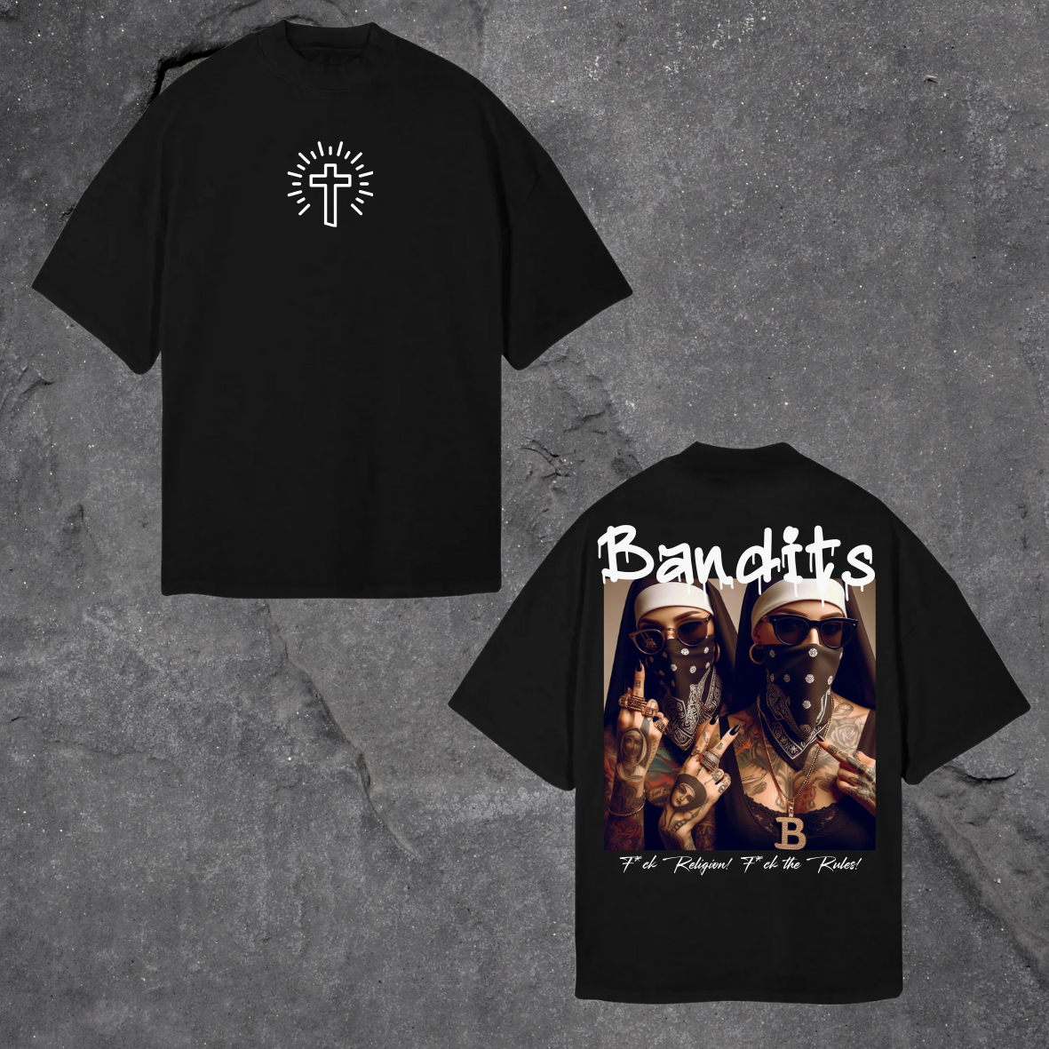Camiseta negra oversize -2 Gangs