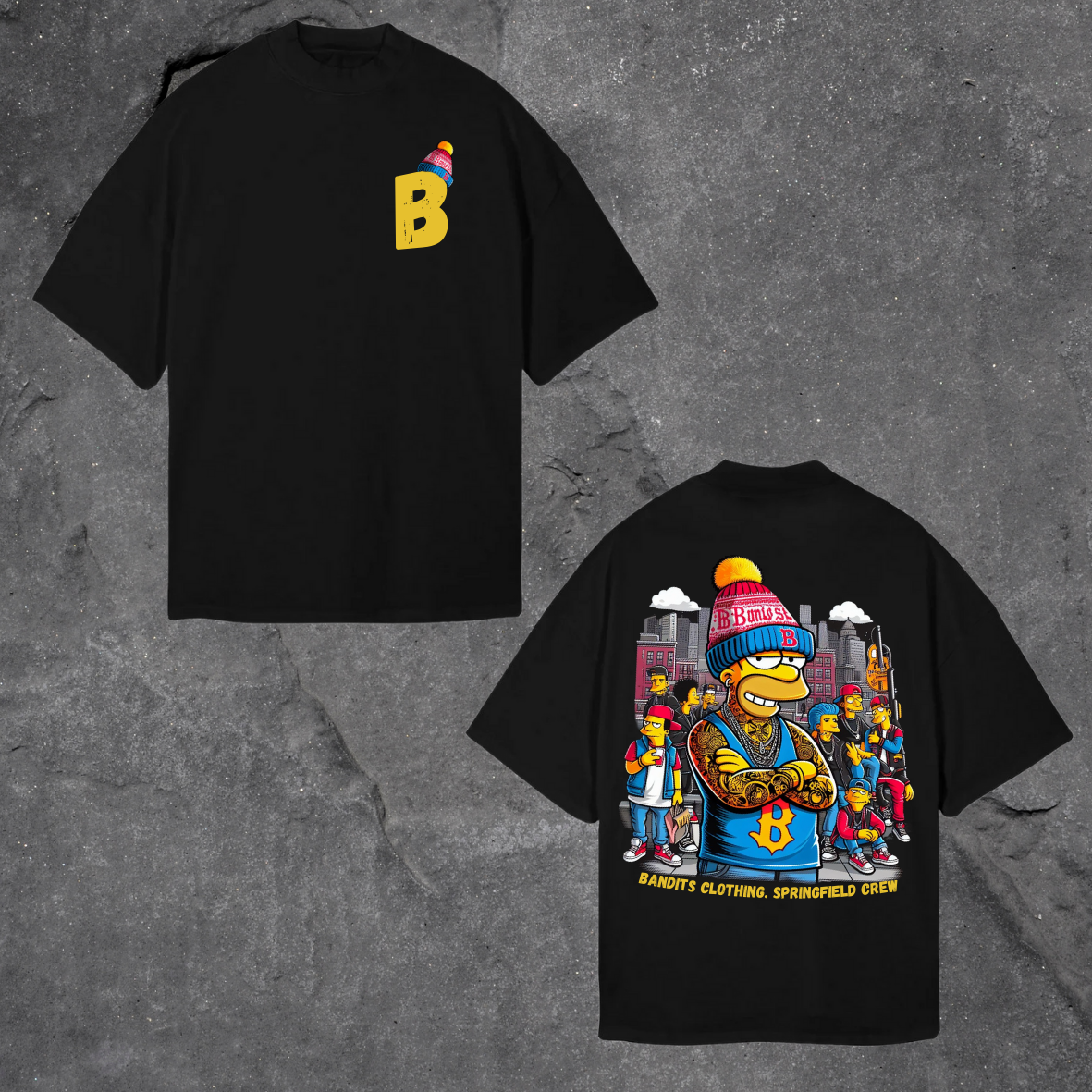 Camiseta negra oversize -Springfield crew