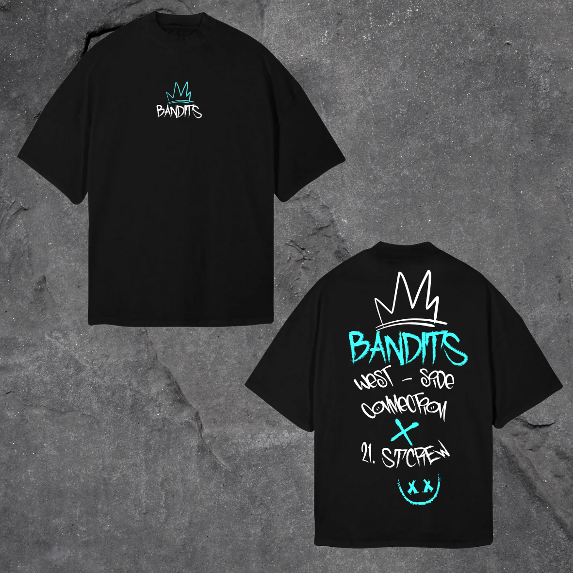 Camiseta negra oversize -West side