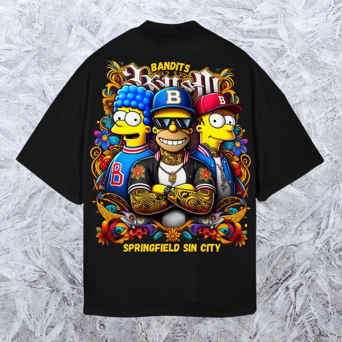 Camiseta negra oversize -Springfield sin city