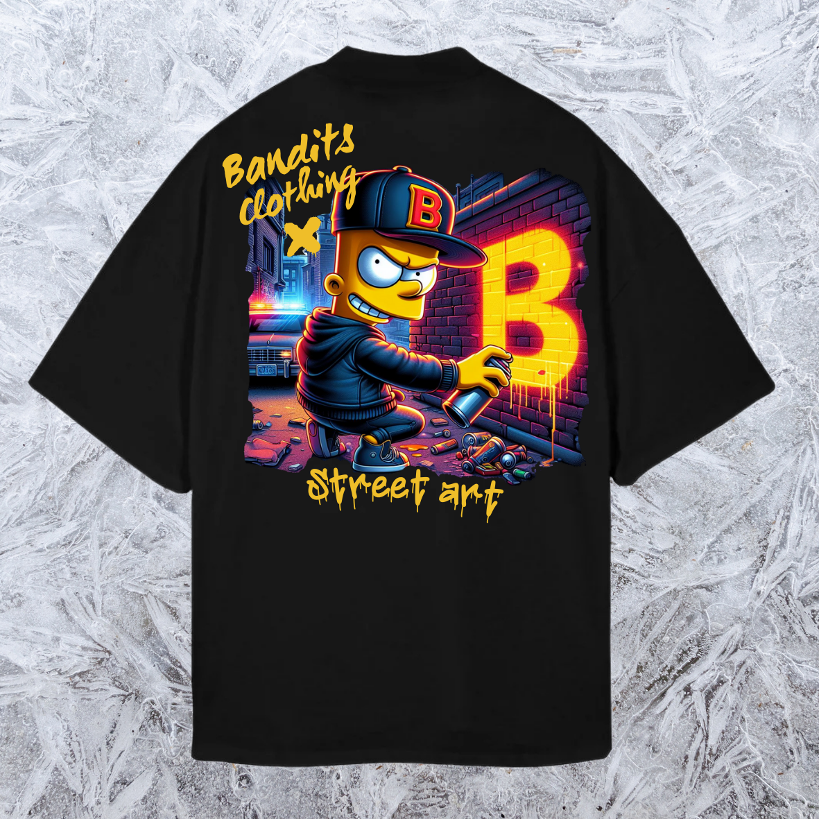 Camiseta negra oversize -Bart street art