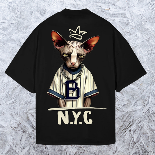 Camiseta negra oversize -Cat N.Y.C